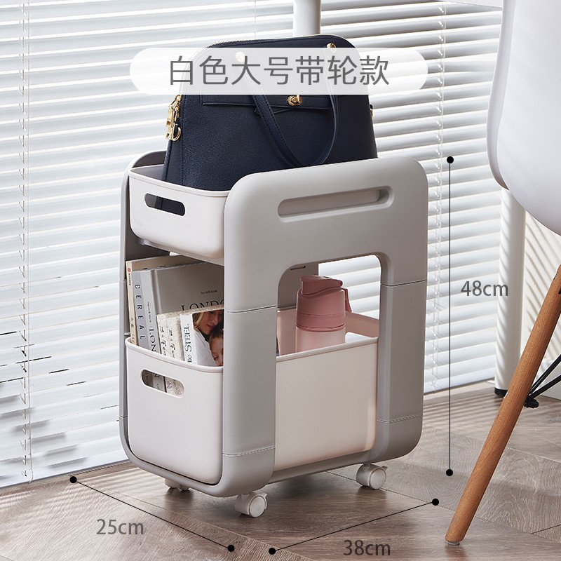 办公室工位放书包神器桌下置物架小推车桌面储物筐双层移动收纳柜