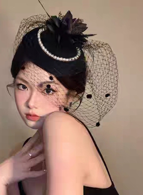 小礼帽旗袍女头饰名媛