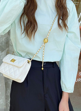 2025新款小香风包包女高级感时尚百搭单肩斜挎包白色迷你小方包