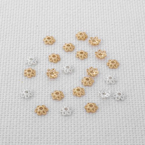 镀金花托手串花帽隔珠diy