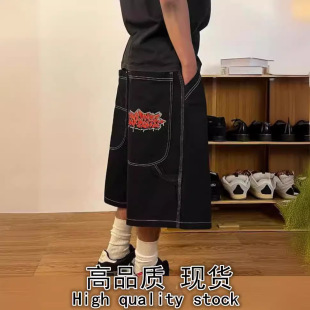 美式jnco复古A字宽松阔腿牛仔裤滑板裤子oversize Wide-leg jeans