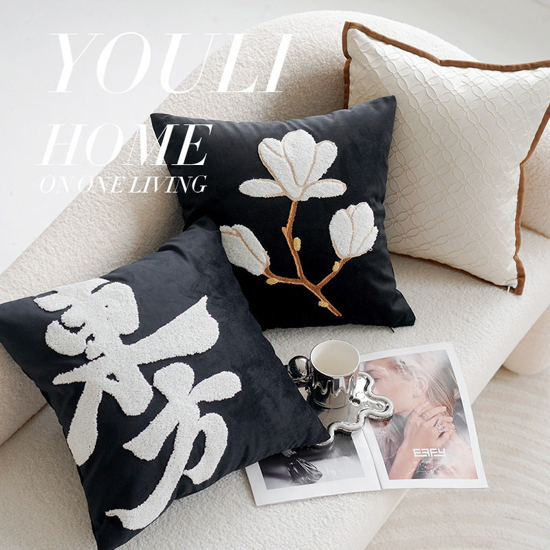 法式小香风轻奢复古抱枕套新中式靠包绣花靠枕美式客厅沙发靠垫