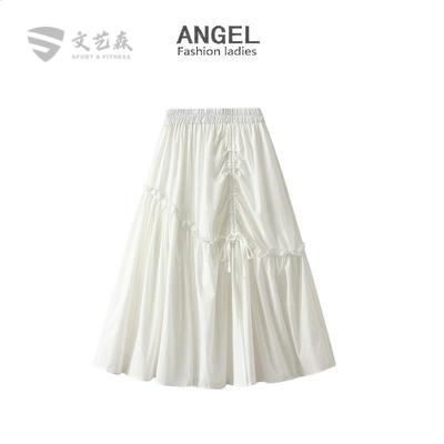 设计感不规则白色半身裙2025年