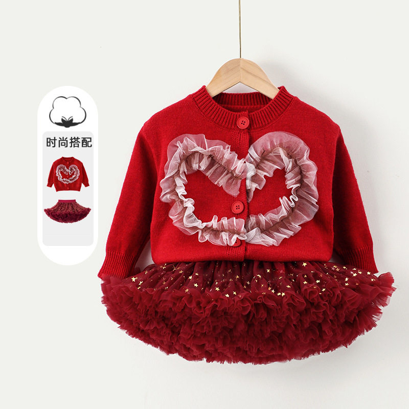KK秋冬长袖针织女童打底衫|蕾丝