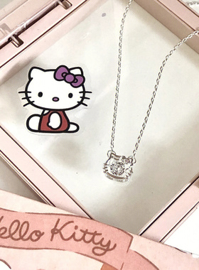 925纯银灵动Hellokitty项链女生ins小众设计感跳动的心闺蜜锁骨