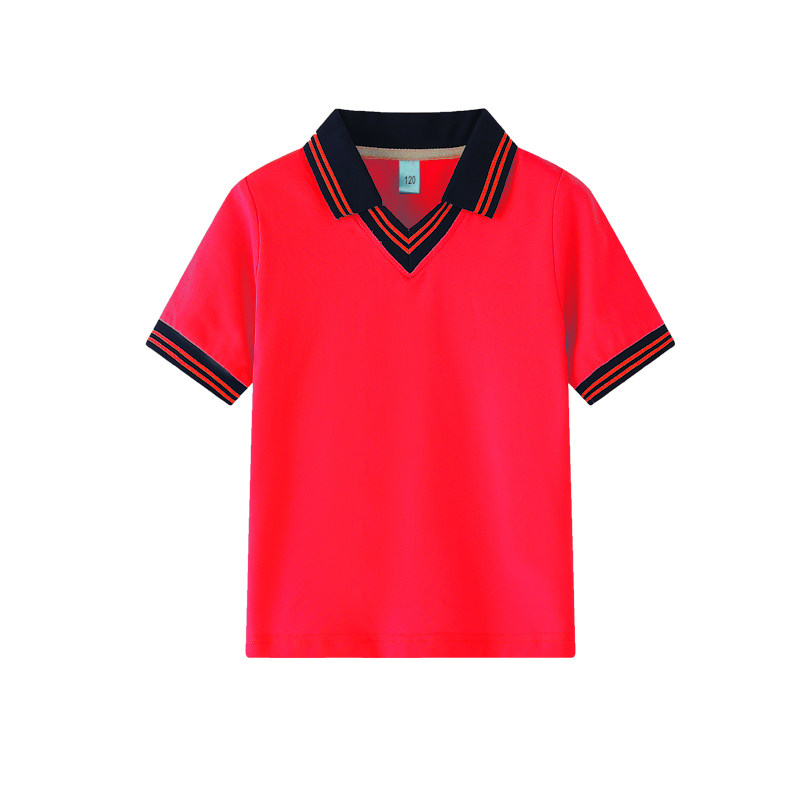 소년과 소녀를위한 어린이 여름 흰색 빨간색 초등 및 중등 교복 정장 노란색 녹색 반팔 티셔츠 폴로 셔츠