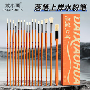 戴小画落笔上岸水粉笔联考16支套装【设计两组塑造笔】美术生专用扇形笔油画丙烯笔勾线笔猪鬃尼龙排笔刷子