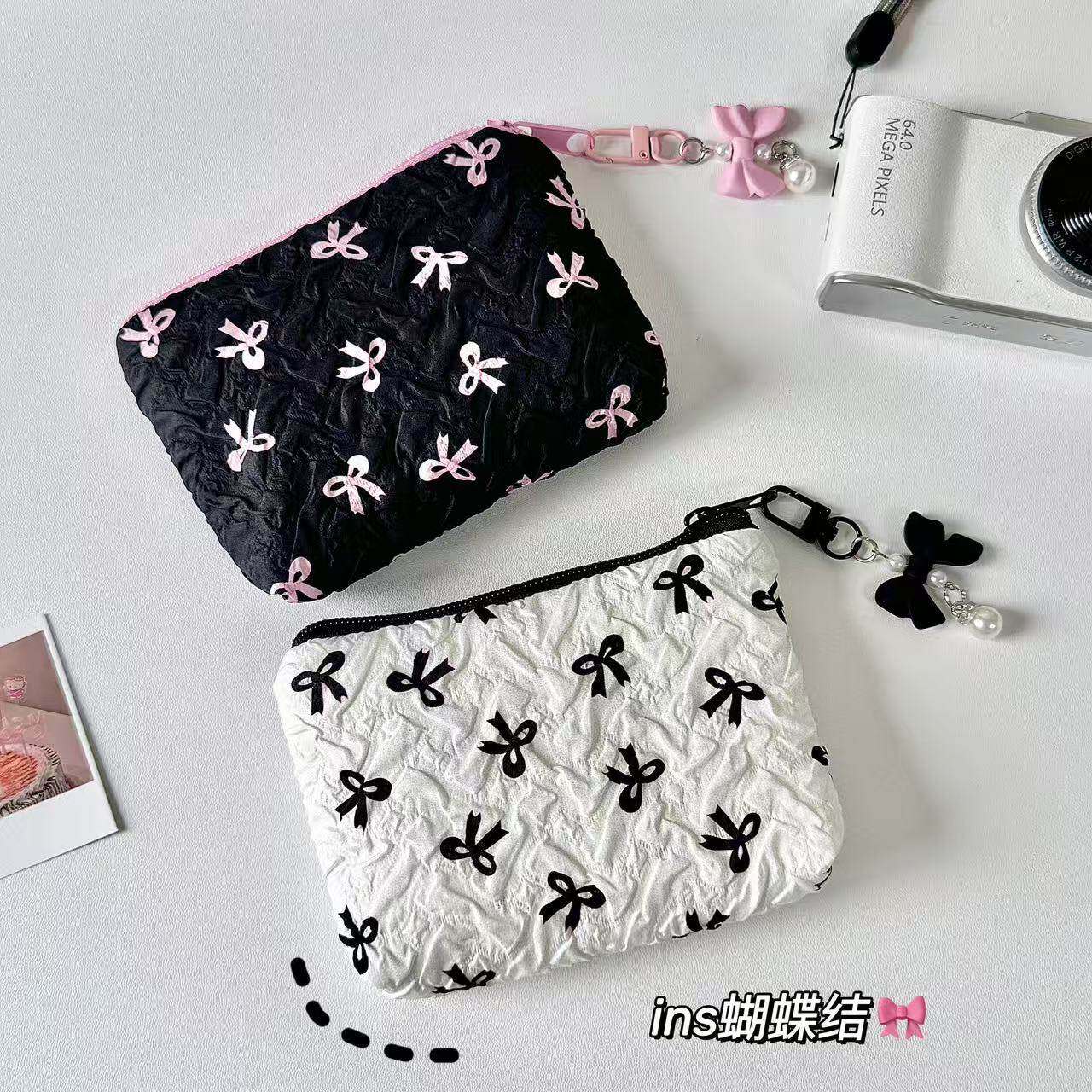 小清新蝴蝶结零钱包女大容量卡片CCD收纳包迷你口红化妆包耳机包