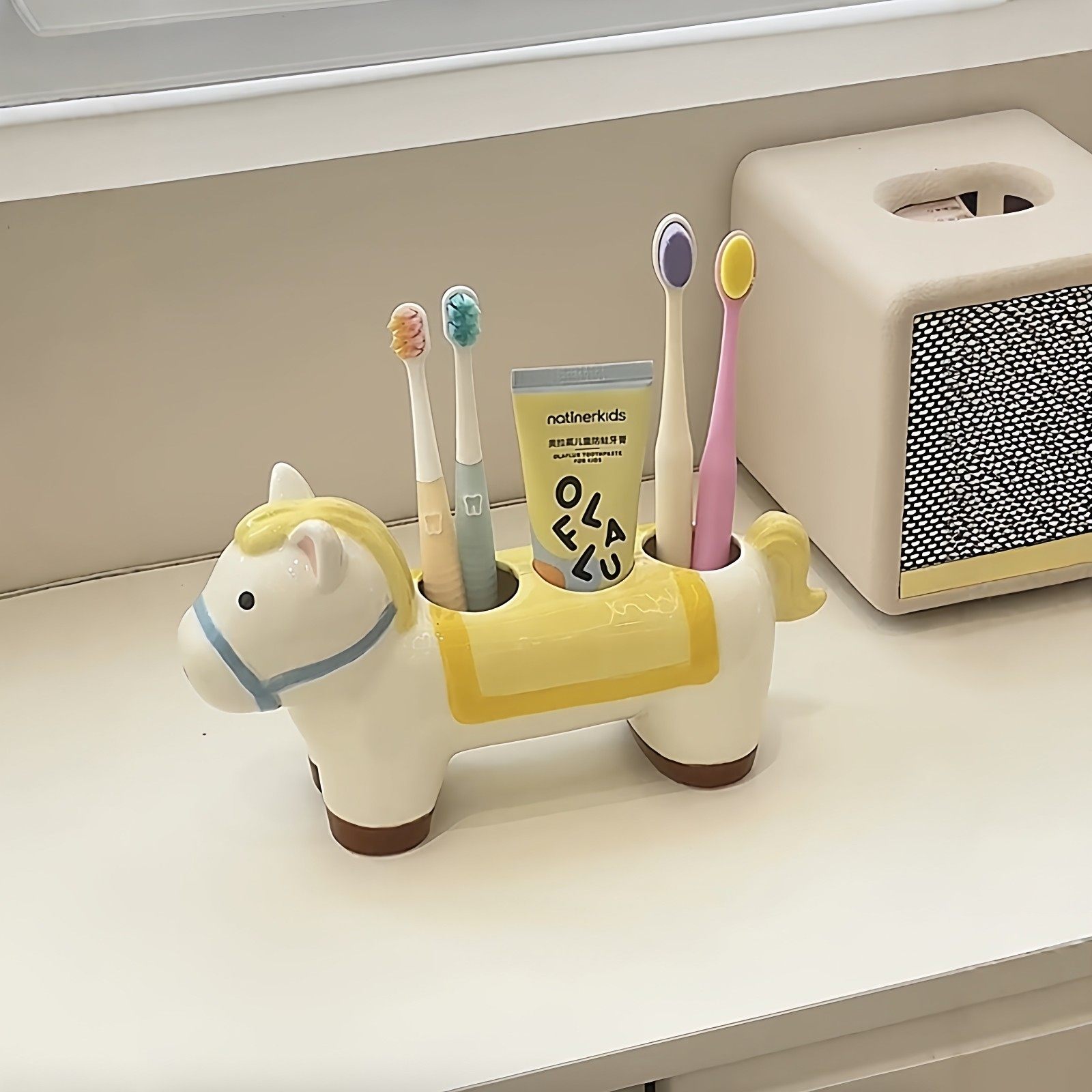 暴富马电动牙刷架家用陶瓷卫生间高颜值桌面牙刷收纳架洗手台摆件,家庭/个人清洁工具,牙刷架/牙具座,淘宝优惠券,粉丝福利购,淘宝优惠卷