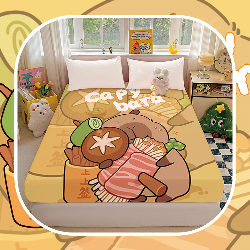 卡通可爱卡皮巴拉全棉床笠亲肤