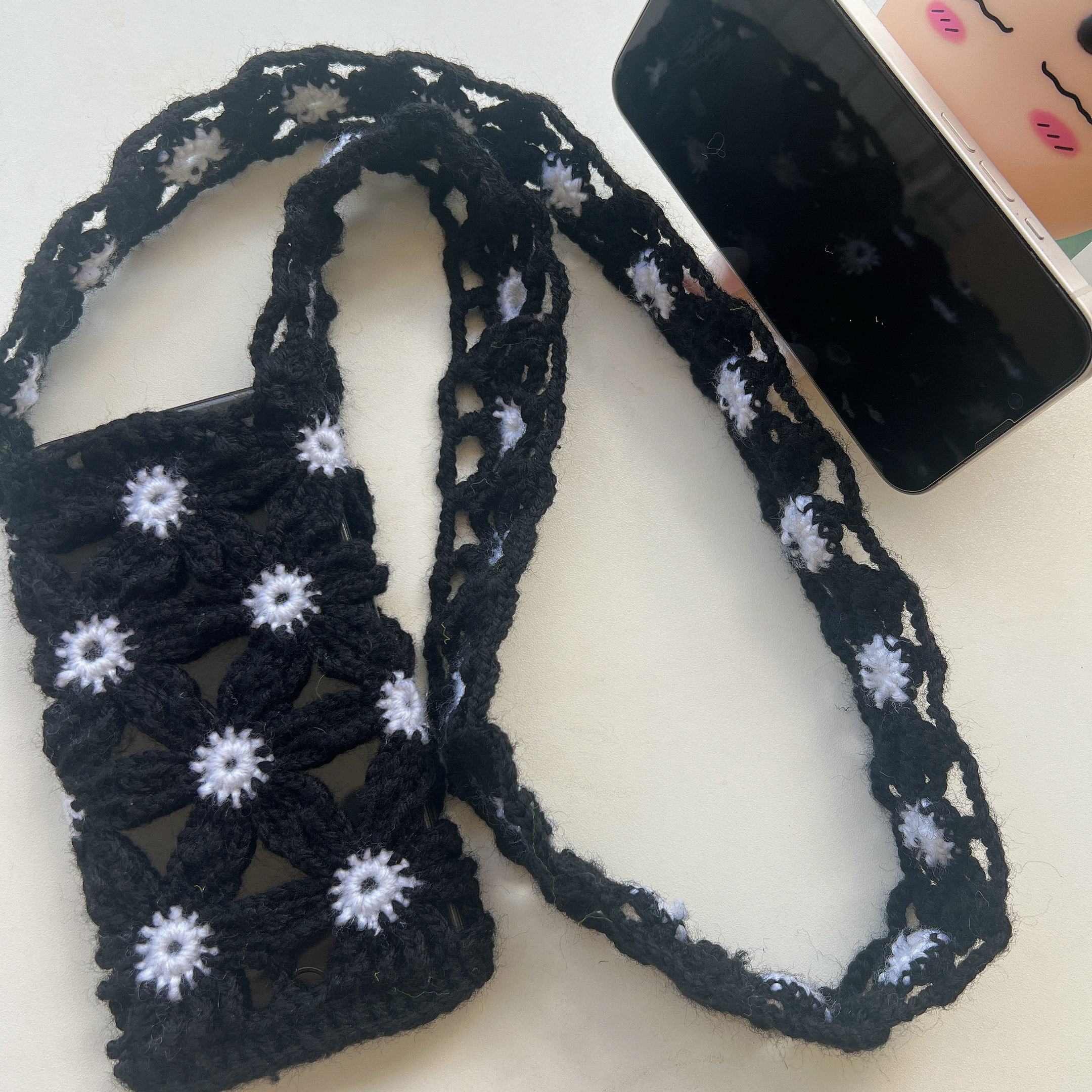钩织成品编织女包手机包斜挎轻便手机挂件/手机链