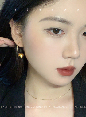 ithree通体纯银圆形耳环自制小众不撞款高级感气质简约百搭防过敏