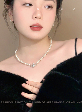 ithree 西太后同款正圆珍珠项链女简约复古小众温柔优雅锁骨链