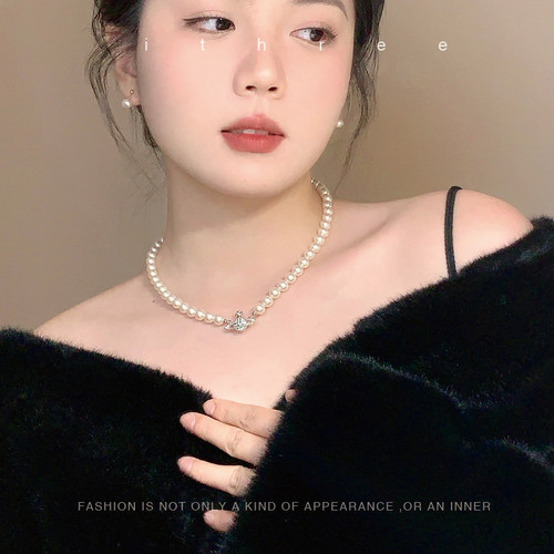 自制小行星珍珠锁骨链女气质