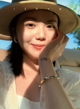 ithree极简主义纯银镀金手镯女实心小众高级轻奢手环时尚精致礼物