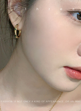 ithree 祖母绿宝石耳环自制微镶简约轻奢纯银高级感配饰送礼物