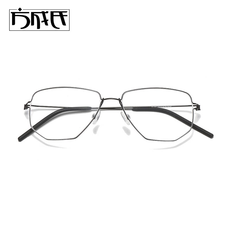 超轻纯钛金丝眼镜女近视度数可配眼睛框镜架男款变色无螺丝多边形