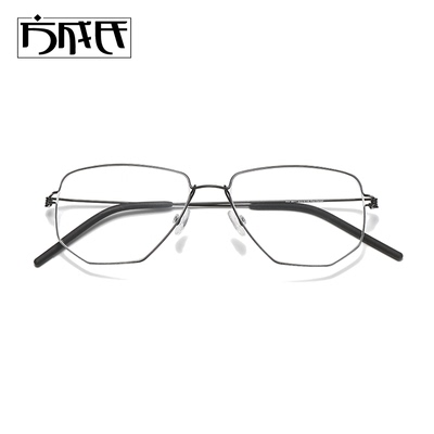 纯钛多边形男女超轻眼镜金丝