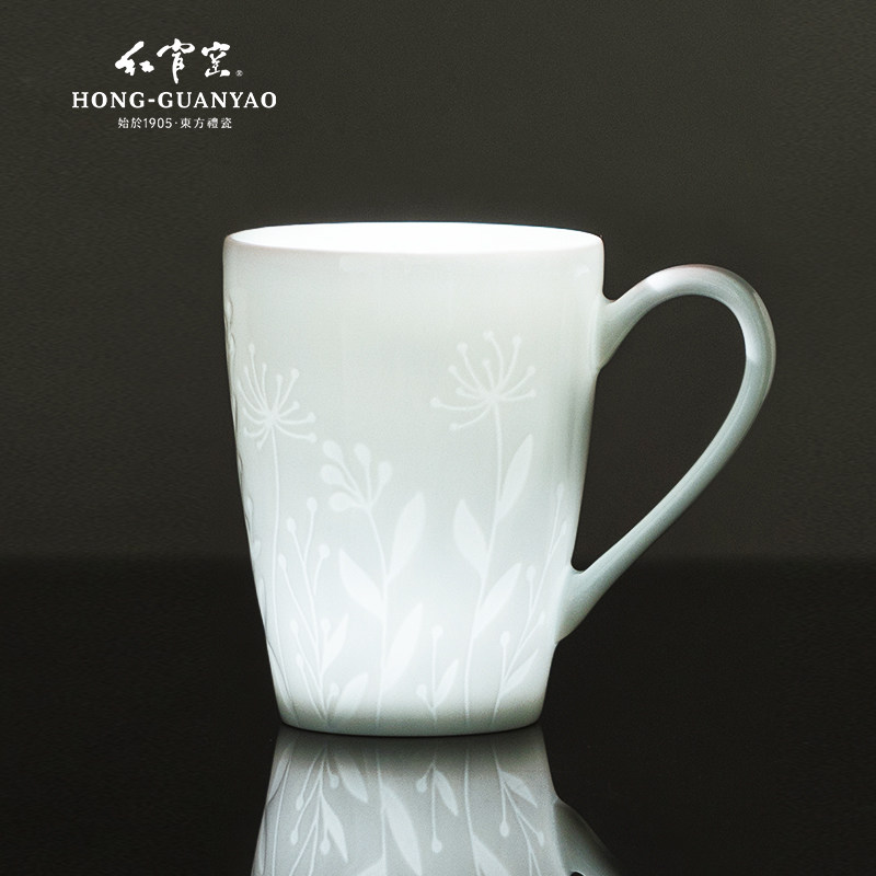 红官窑风聆陶瓷马克杯醴陵陶瓷杯子家用喝水精致咖啡杯子釉下彩