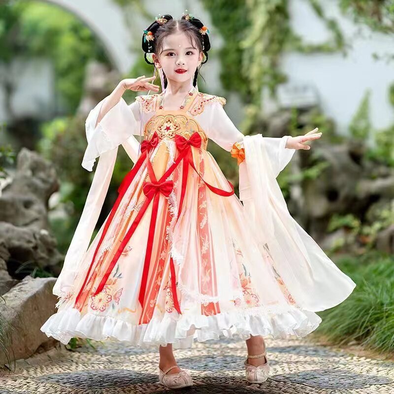 儿童古装超仙中国风旗袍女孩古风唐装夏季汉服女童春秋款2023新款