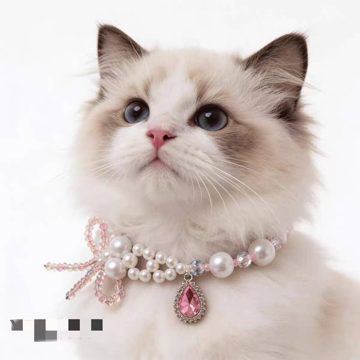 猫狗镶钻珍珠项链发夹名媛风