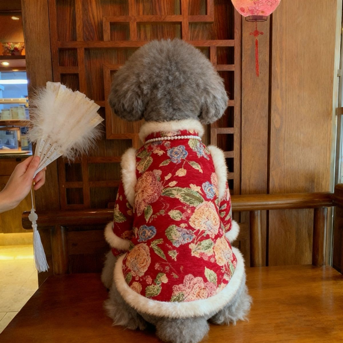 宠物衣服秋冬拜年服狗狗猫咪过年衣喜庆国风加绒中式旗袍保暖防寒