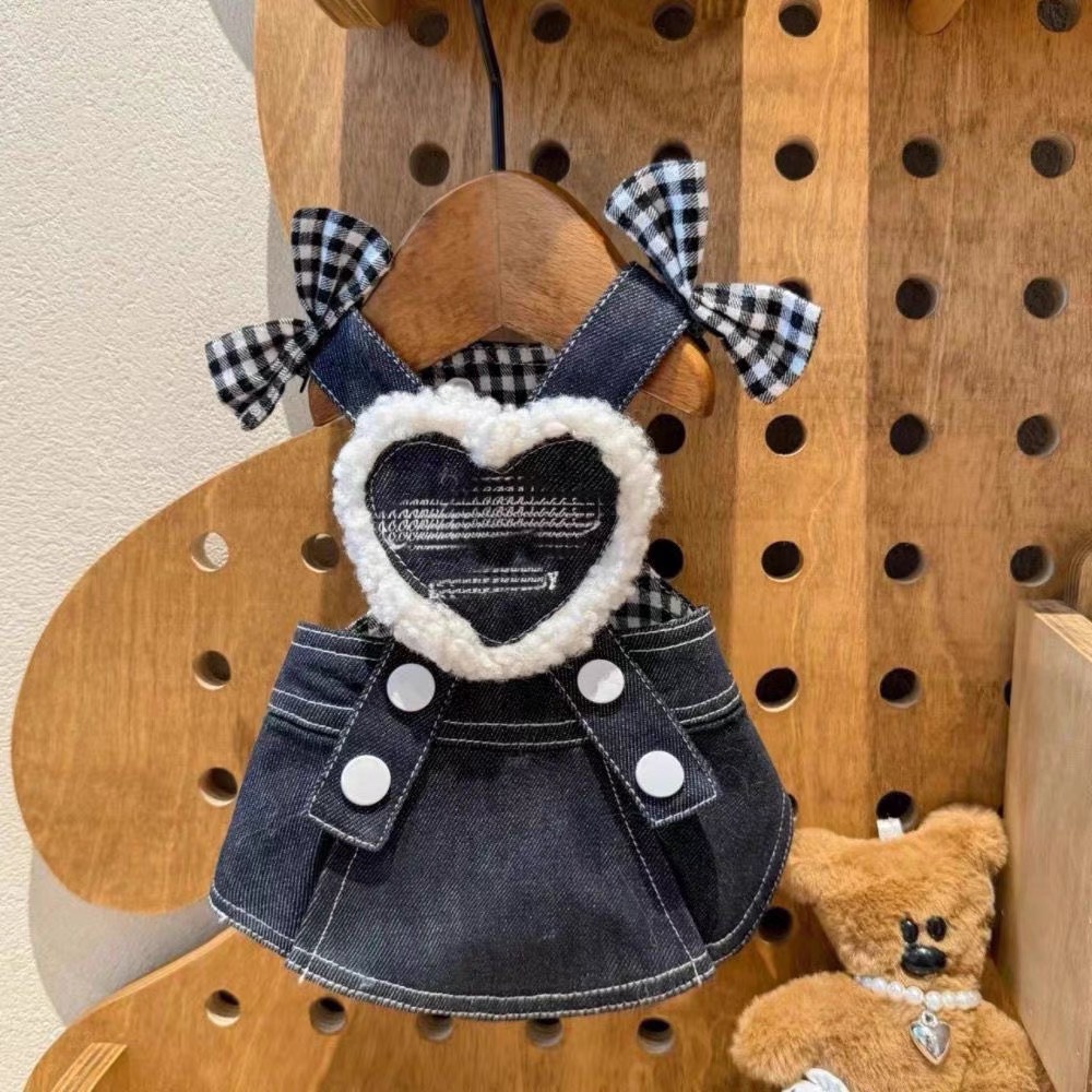 网红新款春夏牛仔爱心裙宠物绵绵花边背带裙狗狗猫咪外出衣服