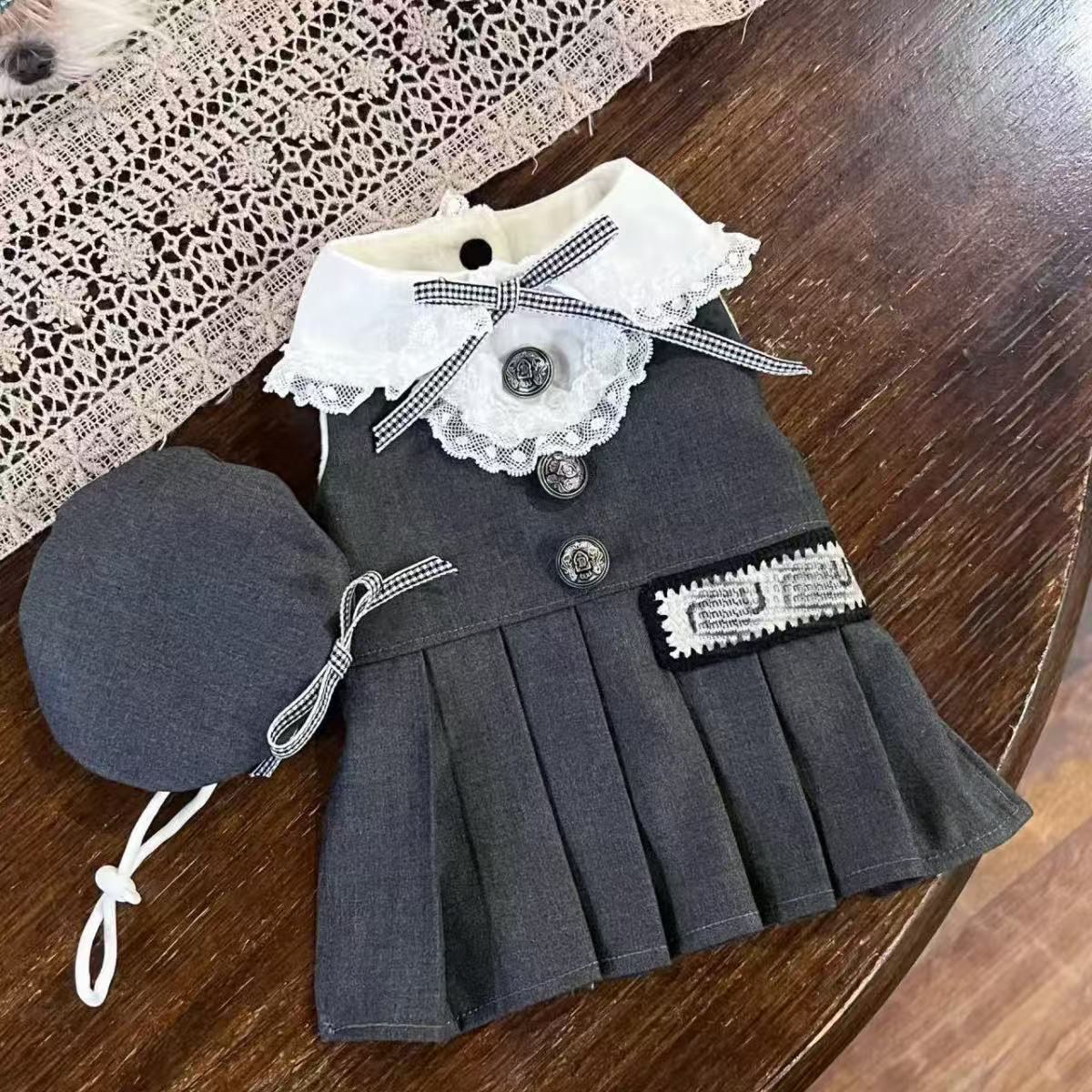 宠物比熊博美泰迪小型犬贵族学院风连衣裙狗狗衣服春秋冬装约克夏