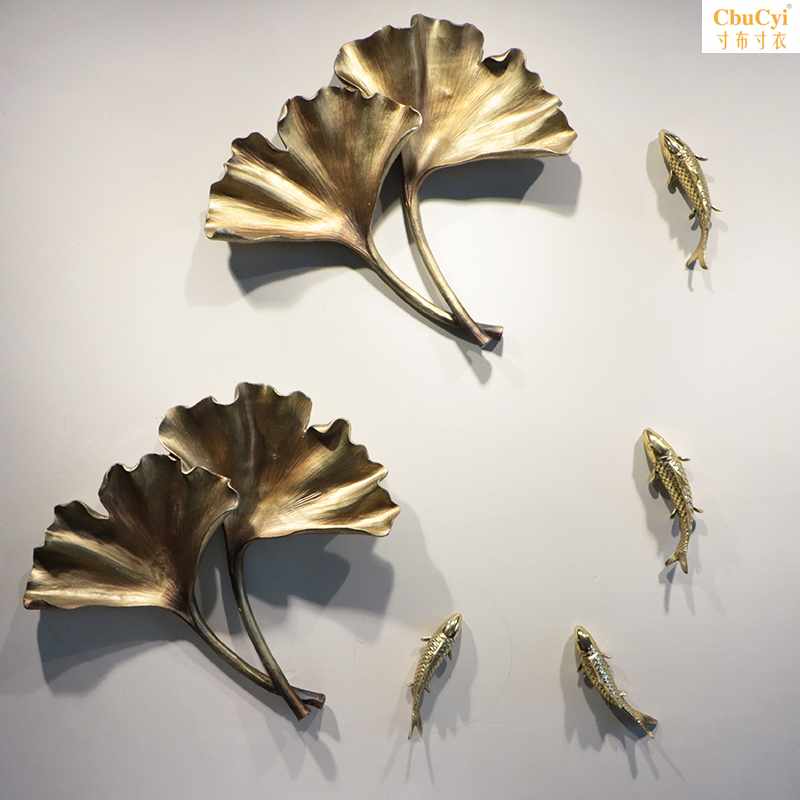 美式轻奢新中式创意客厅玄关背景墙面装饰挂件招财鲤鱼银杏叶壁挂|ruв категории Домашний быт, роспись - от Buy2taobao.com для оказания профессиональной услуги покупки агента Taobao