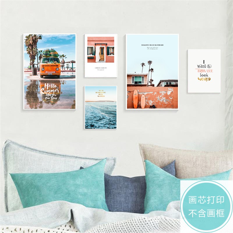 现代简约北欧旅途见闻组合画壁画客厅装饰画芯风景建筑照片墙画芯图片