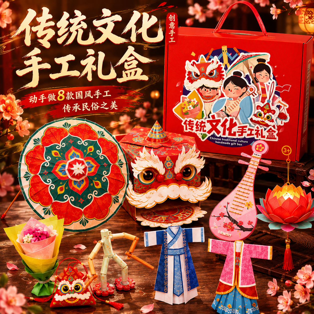 非遗手工diy礼盒琵琶汉服制作