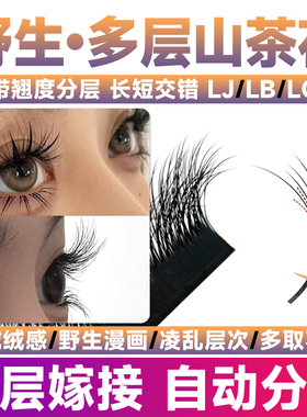多层次野生睫毛嫁接LC型LB翘3D漫画款山茶花LJ美睫师5D美睫店专用