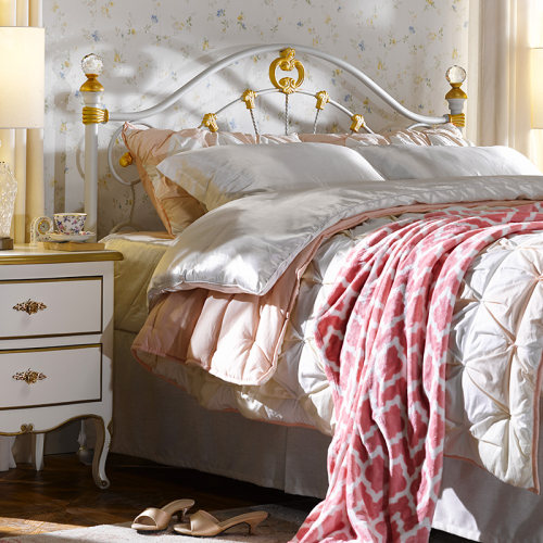 外贸正品鎏金水晶球铁艺床无甲醛