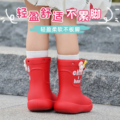夏季高筒儿童雨鞋雨靴女童男童幼儿园上学防水防滑宝宝卡通踏水鞋