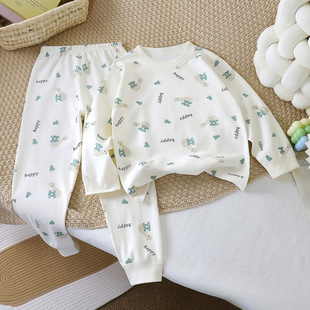 儿童家居服纯棉内衣套装秋冬新款中大童40精梳卡通男女童睡衣童装