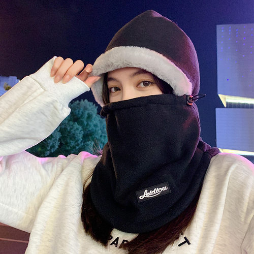 帽子围巾一体帽男保暖头套冬季加厚滑雪骑电动车面罩防风套头帽女