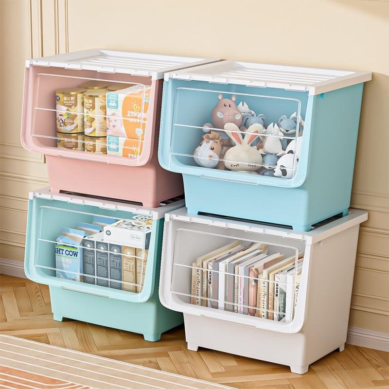 儿童玩具收纳柜前开式收纳箱透明零食翻盖收纳盒家用收纳筐整理箱,收纳整理,食物收纳盒,淘宝优惠券,粉丝福利购,淘宝优惠卷
