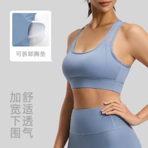 聚衣堂美背时尚运动内衣女防震跑步网纱透气聚拢性感后交叉文胸