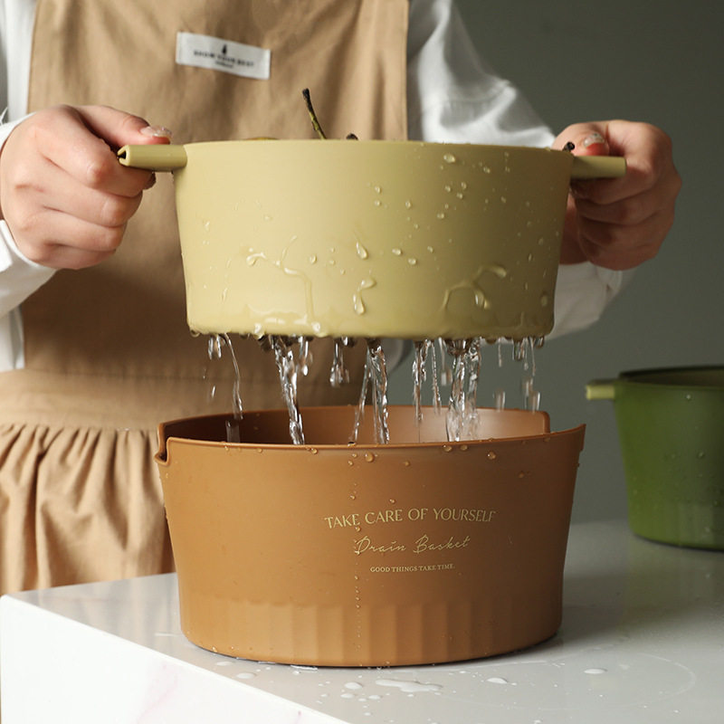 新款双层洗菜沥水篮撞色镂空洗菜厨房水果收纳筐家居洗菜篮子,厨房/烹饪用具,果蔬置物架/篮/框,淘宝优惠券,粉丝福利购,淘宝优惠卷