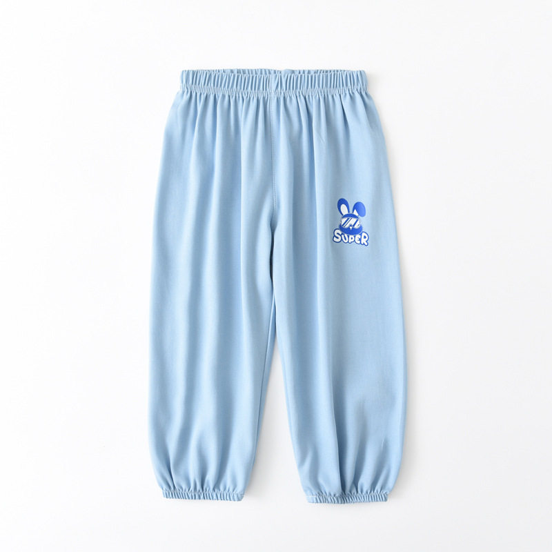 夏季儿童牛仔裤男童女童百搭简约童裤弹力牛仔薄款束脚夏天防蚊裤