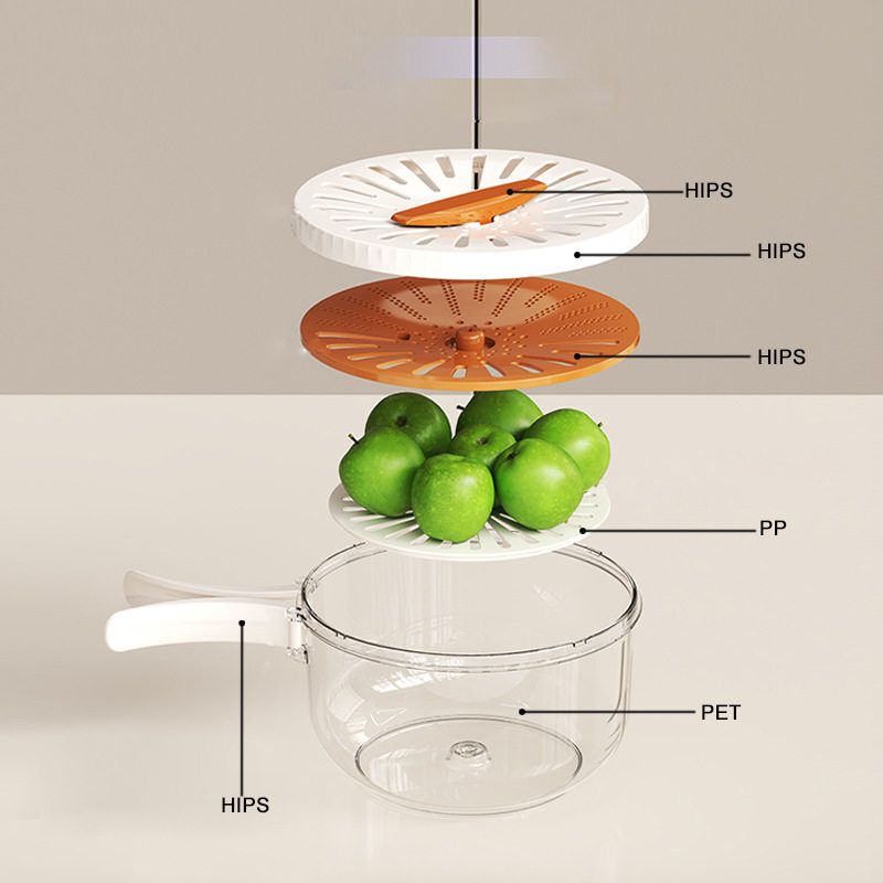 沥水篮家用多功能可折叠水果清洗碗厨房脱水双层冰箱保鲜盒沥水碗