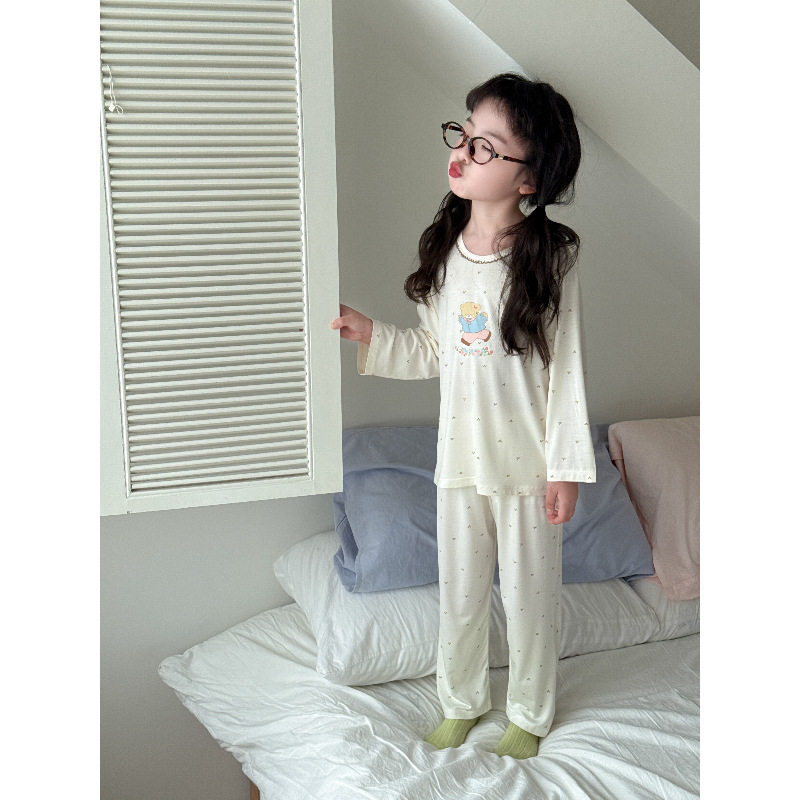 夏季新款天丝韩版七分款家居服儿童薄睡衣童装空调服女