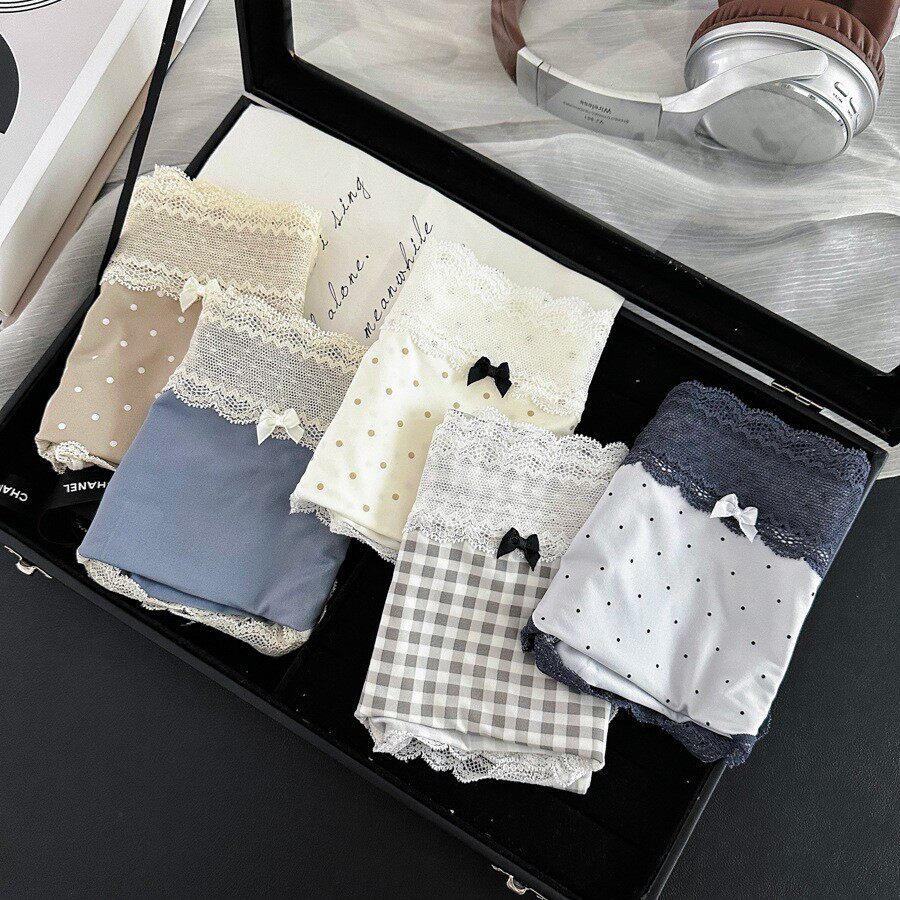 9326夏日裸感冰丝轻薄速干女内裤冰柔蕾丝纯棉10A抑菌加长裆