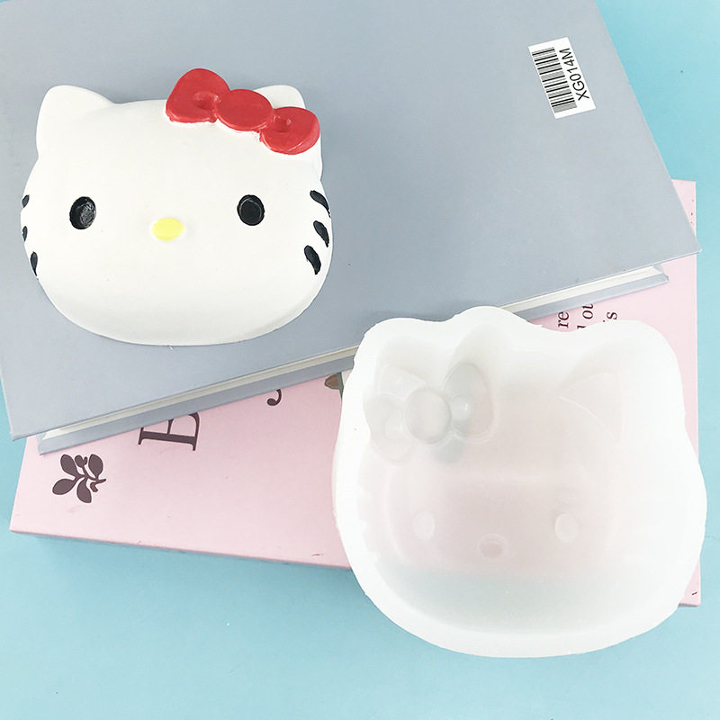 大号kitty猫头硅胶模具冰淇淋蛋糕慕斯磨具烘培工具香薰蜡烛膜具