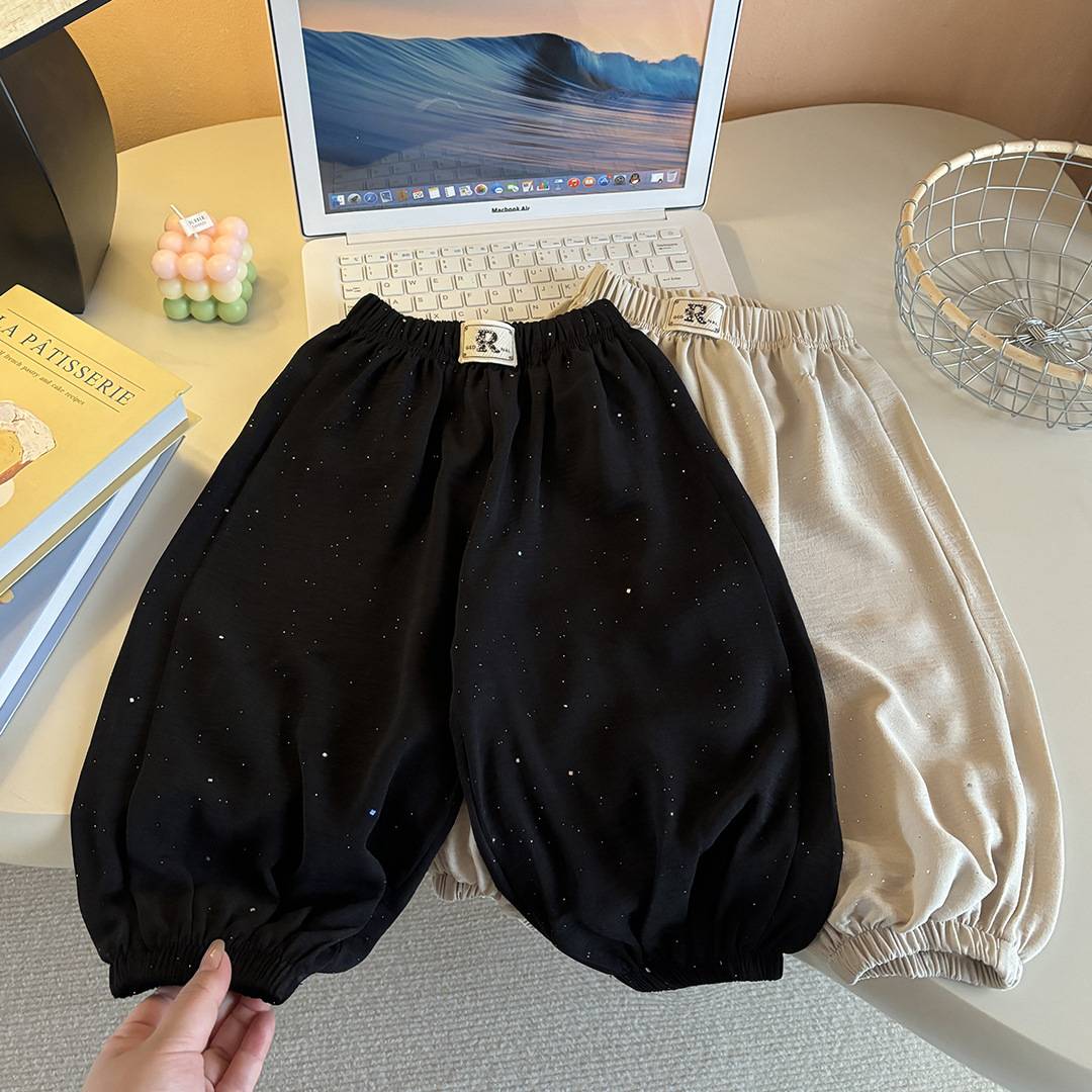 韩系高腰夏季儿童防蚊裤满天星宽松男童裤子中大童宝宝束脚休闲裤