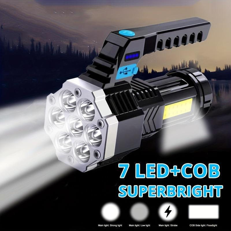 led手电筒长续航户外充电cob工作灯多功能手提探照灯夜骑专用