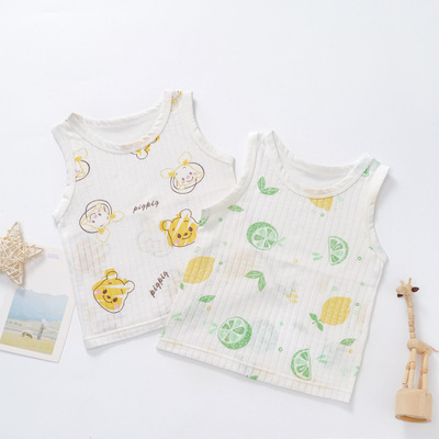 婴儿竹纤维背心透气夏季薄款新生儿宝宝幼儿内穿护肚上衣9661-64