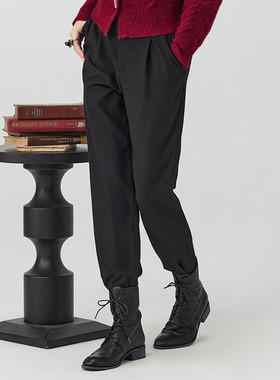 D-HARRY/迪哈利2023冬新款百搭通勤黑色高腰小脚裤DH234L96856D