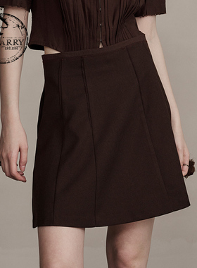D-HARRY/迪哈利2024秋新款复古经典百搭巧克力色短裙DH243M97380D
