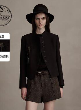 D-HARRY/迪哈利2024冬季新款复古优雅紫咖色短款外套DH244A97765D